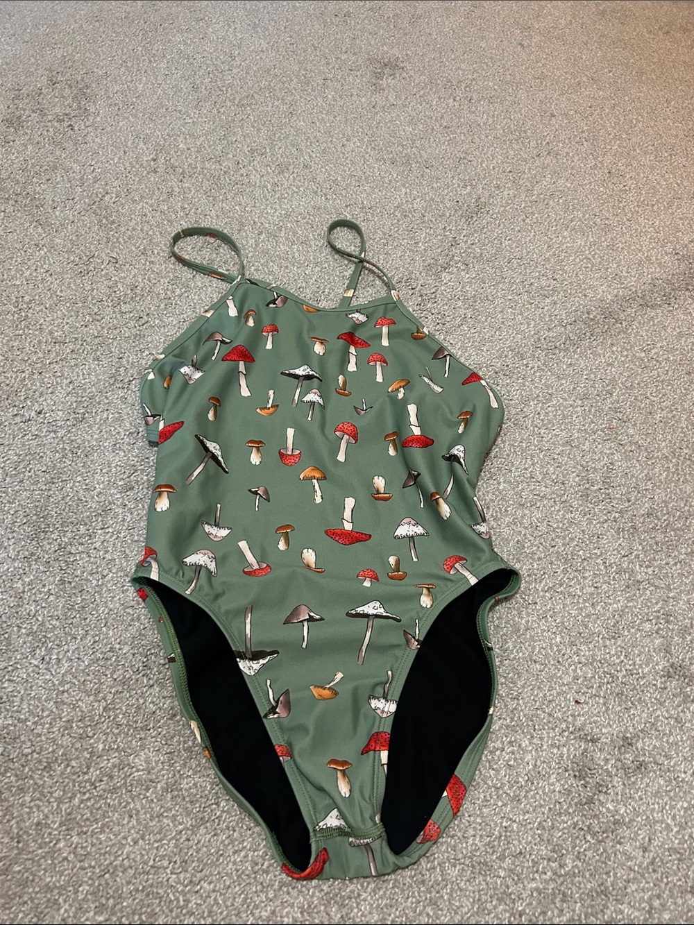 Jolyn Green Mushroom Print One-Piece Swimsuit